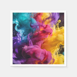 Guardanapo De Papel Fumaça colorida vibrante girando em abstração dinâ