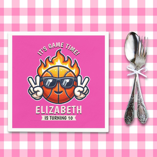 Guardanapo De Papel Fun Birthday Girl with Basketball Theme (Criador carregado)