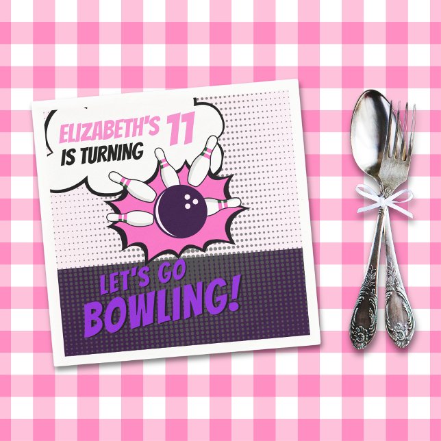 Guardanapo De Papel Fun Bowling-Style Birthday Girls (Criador carregado)