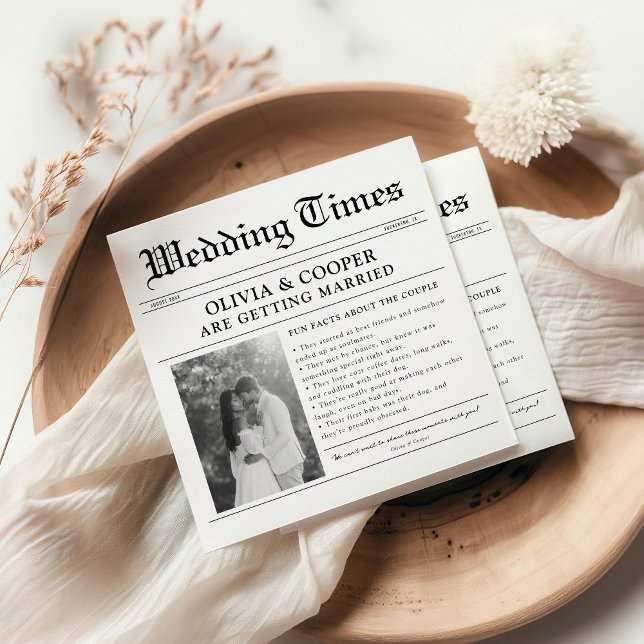 Guardanapo De Papel Fun Facts Newspaper Wedding (Criador carregado)