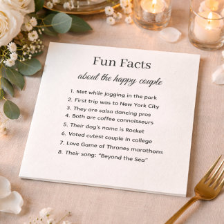 Guardanapo De Papel Fun Facts Wedding Napkins Personalized Couple Stor