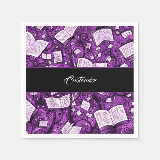 Guardanapo De Papel Fundo de Livros Rosa (Frente)