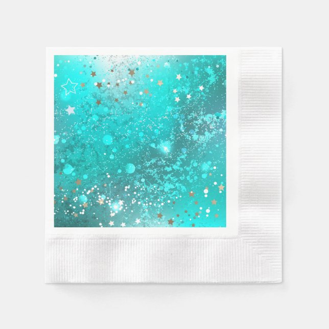 Guardanapo De Papel Fundo do Mint Turquoise Foil (Frente)