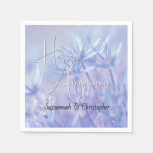 Guardanapo De Papel Fundo Floral Azul-Pervinca Empoeirado Aniversário