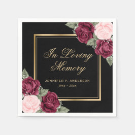 Guardanapo De Papel Funeral Memorial Floral Dourado Vermelho Cor-de-Ro