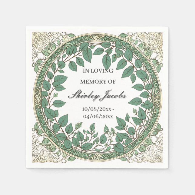 Guardanapo De Papel Funeral Personalizado com Eucalipto – Memorial Ele (Frente)