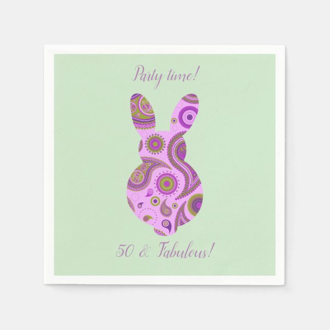 Guardanapo De Papel Funky Bunny em Papel Louco de Paisley (Frente)