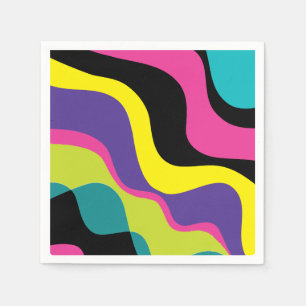 Guardanapo De Papel Funky Retro Colors Wave Pop Pattern 90 s Party