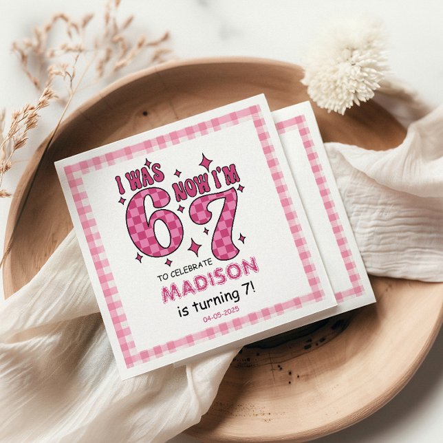 Guardanapo De Papel Funny 7th Birthday | “I Was 6, Now 7” Party (Funny 7th Birthday | “I Was 6, Now 7” Party Napkins
)