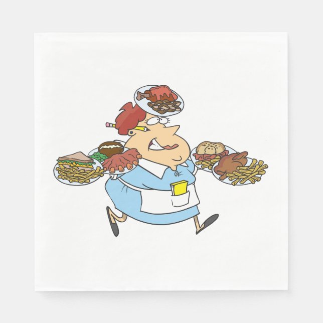 Guardanapo De Papel Funny Busy Waitress Overworked Server (Frente)