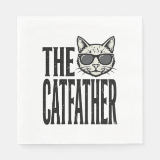 Guardanapo De Papel Funny Catfather Vintage Cat Quote Graphic Shirt_1