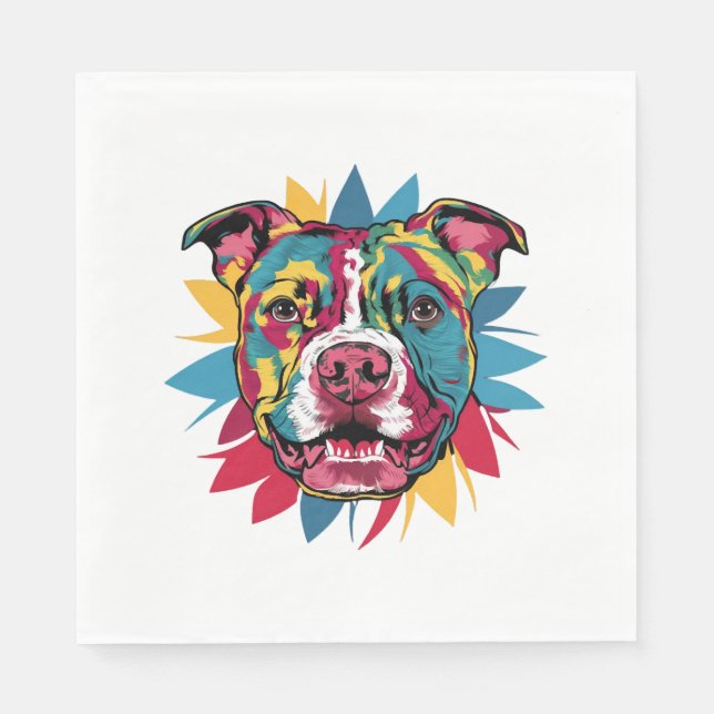 Guardanapo De Papel funny colorful dog pitbull (Frente)