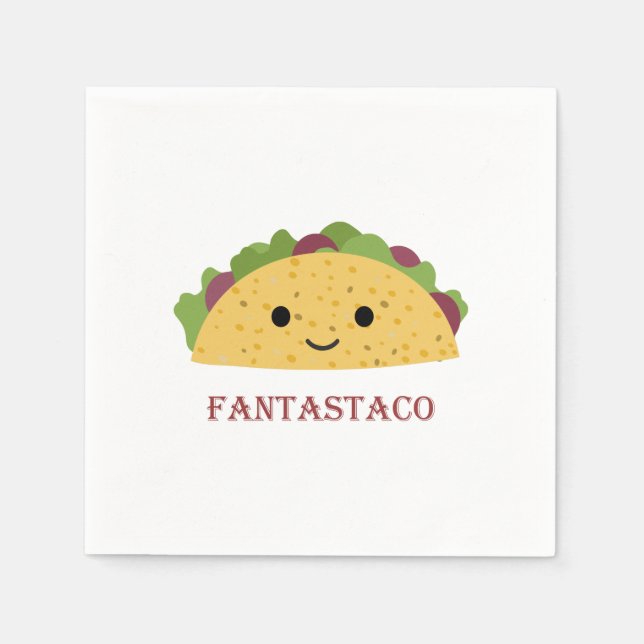 Guardanapo De Papel Funny Fantastaco Taco Pun Cute Kawaii Taco (Frente)