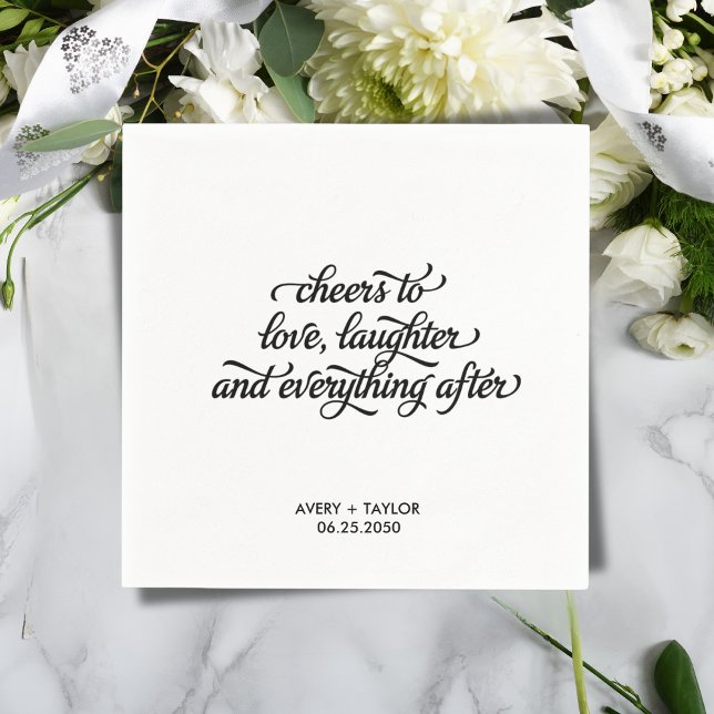 Guardanapo De Papel Funny Happily Ever After Wedding Napkins (Calligraphic Script Funny Saying Wedding Napkins)