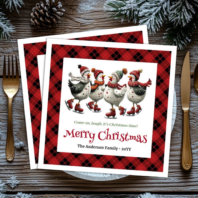 Guardanapo De Papel Funny quirky chickens napkins personalized Christm (Trendy Quirky Chickens Personalized Cartoon Style Christmas Napkins

)
