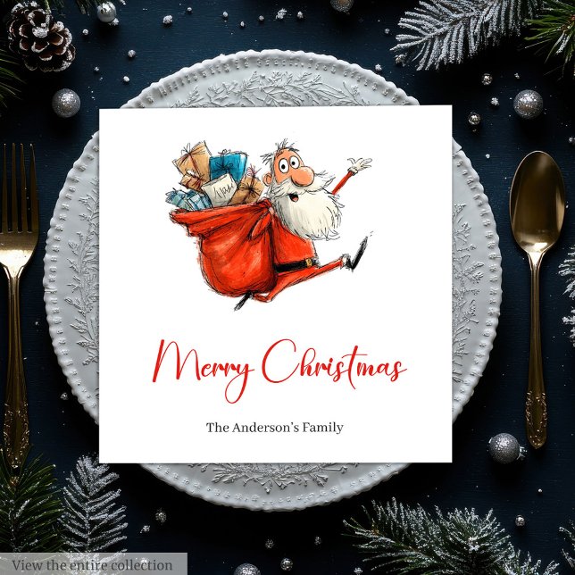 Guardanapo De Papel Funny Quirky Santa Red Green Dinner Napkins (Funny Quirky Santa Red Green Dinner Napkins)