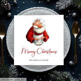 Guardanapo De Papel Funny Santa Claus Watercolor Christmas Dinner