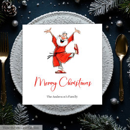 Guardanapo De Papel Funny Santa Claus Watercolor Holiday Napkins