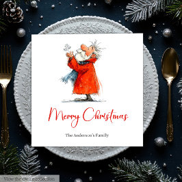 Guardanapo De Papel Funny Santa Watercolor Christmas Dinner Napkins
