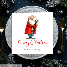 Guardanapo De Papel Funny Santa Watercolor Holiday Cocktail Napkins