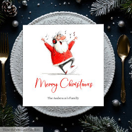 Guardanapo De Papel Funny Santa Watercolor Holiday Party Napkins