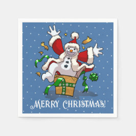 Guardanapo De Papel Funny Snowman Merry Christmas Surprise Cartoon