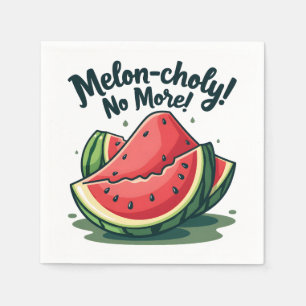 Guardanapo De Papel Funny Watermelon Pun "Melon Choly No More"
