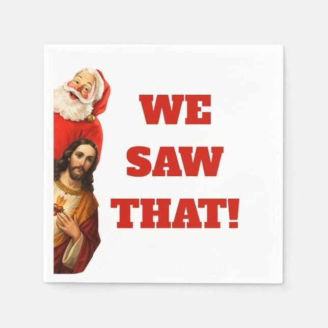 Guardanapo De Papel Funny “We Saw That” Santa and Jesus Design (Frente)