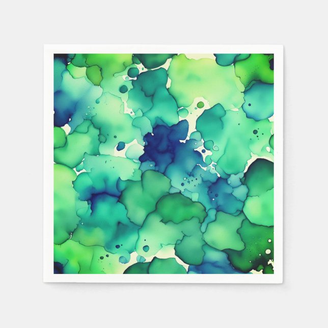Guardanapo De Papel Fusão de Aquarela Verde (Frente)