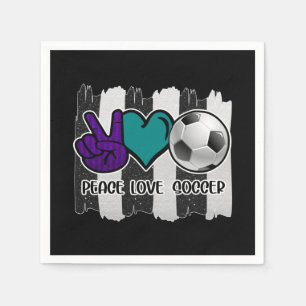 Guardanapo De Papel Futebol de amor à paz em branco e preto