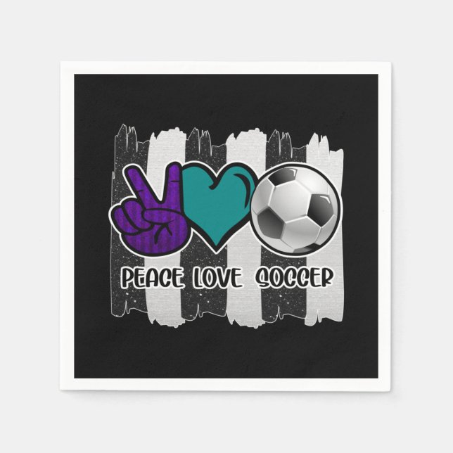 Guardanapo De Papel Futebol de amor à paz em branco e preto (Frente)