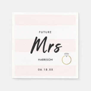 Guardanapo De Papel Futura Sra. Blush White Stripes Douradas Diamante