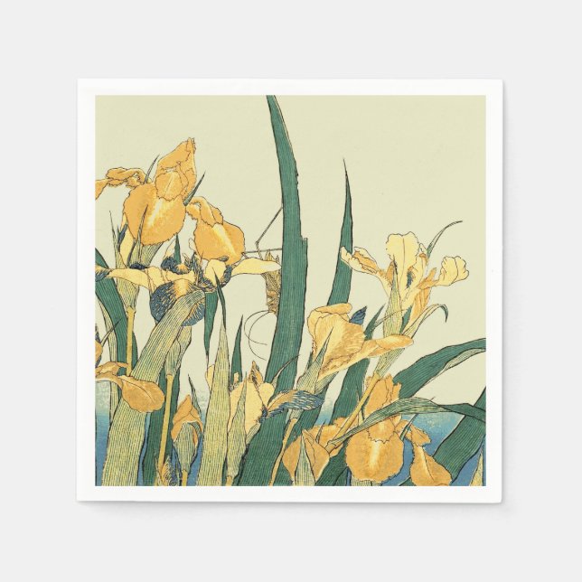 Guardanapo De Papel Gafanhoto Hokusai e íris Japão (Frente)