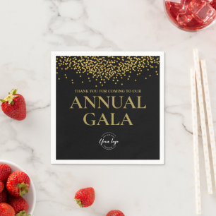 Guardanapo De Papel Gala Anual do Confetti Dourado Preto Logotipo da E