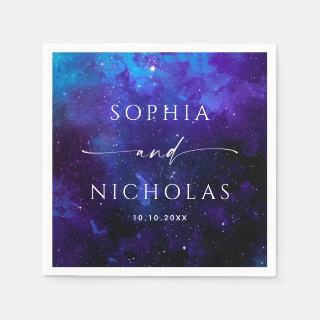 Guardanapo De Papel Galaxy Space Wedding | Celestial Astronomy Modern (Frente)
