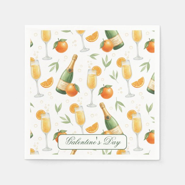 Guardanapo De Papel Galentines Day Brunch Mimosas Elegant (Frente)
