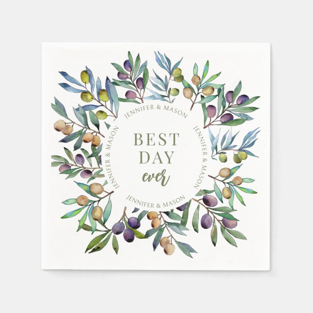 Guardanapo De Papel Galhos da oliveira Elegante Casamento italiano da  (Frente)