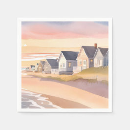 Guardanapo De Papel Galileia pelo Mar | Aquarela da Praia de Rhode Isl