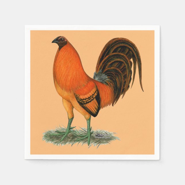 Guardanapo De Papel Galo Combatente Ginger Vermelho (Frente)