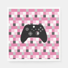 Guardanapo De Papel Gamer Girl Pixels Rosa e Negra Aniversário