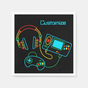 Guardanapo De Papel Gamer Retro Neon