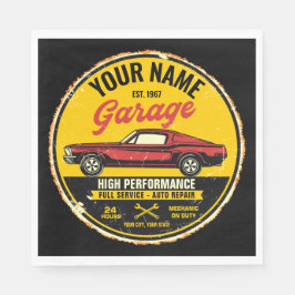 Guardanapo De Papel Garagem de Carro Clássico Vermelho de Fastback 196