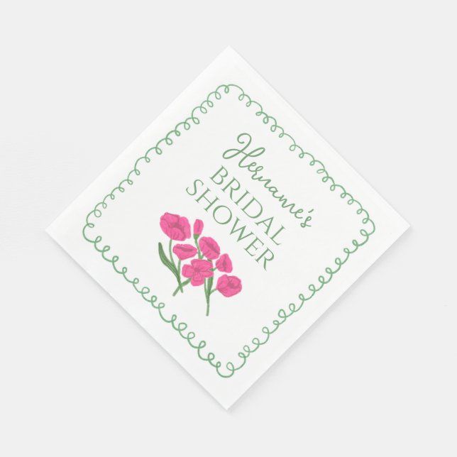 Guardanapo De Papel Garden Green Pink Whimsical Bridal Shower (Quina)