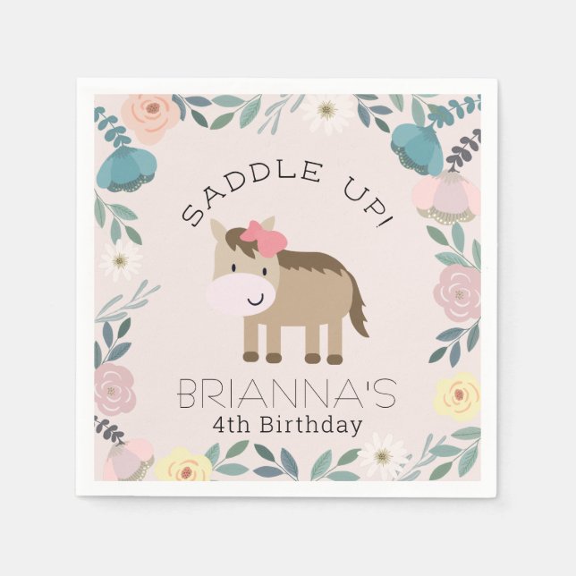 Guardanapo De Papel Garden Horden Girl Birthday Napkins rosa (Frente)