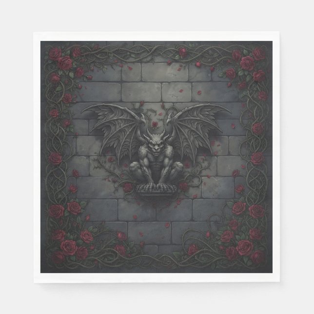 Guardanapo De Papel Gárgula e Rosas (Frente)