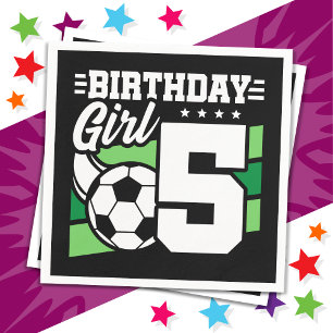 Guardanapo De Papel Garota 5 de aniversário de 5 anos de futebol