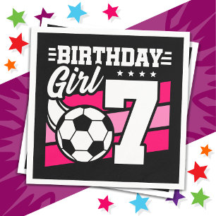 Guardanapo De Papel Garota 7 de aniversário de 7 anos de futebol