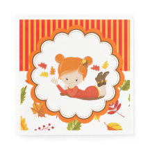 Garota Adorável de outono Pintada à Mão