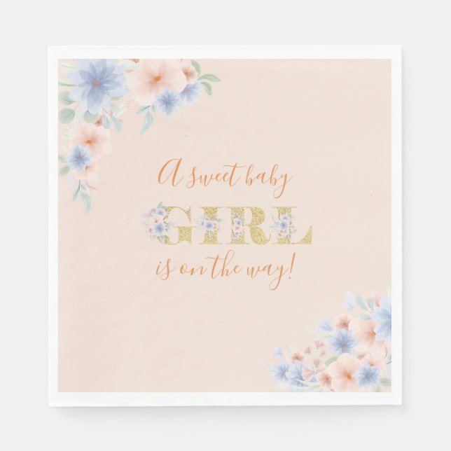 Guardanapo De Papel Garota Bebê Está A Caminho Do Chá de fraldas Flora (Frente)