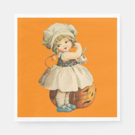 Guardanapo De Papel Garota Carving Apple Halloween